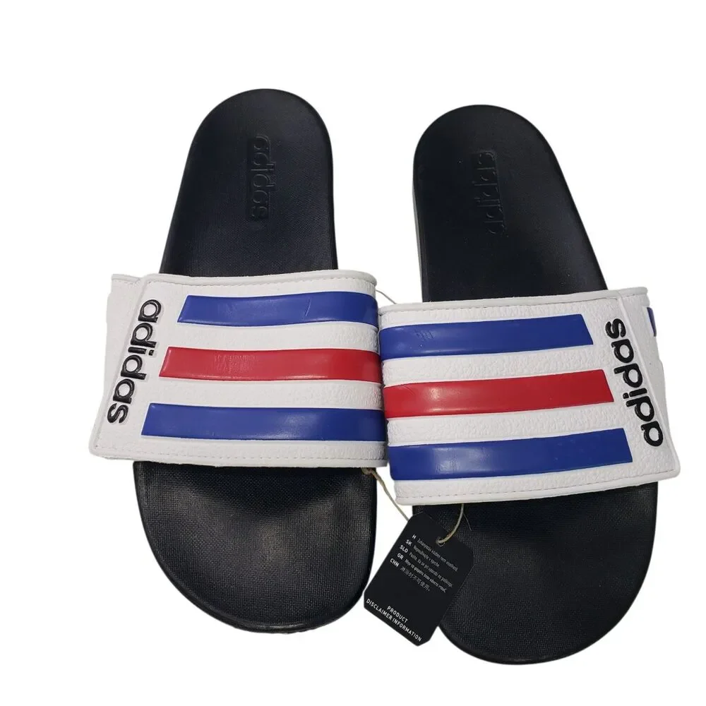 NEW Adidas Men's Adilette Adjustable Comfort Sandals, Red White Blue, Size 10